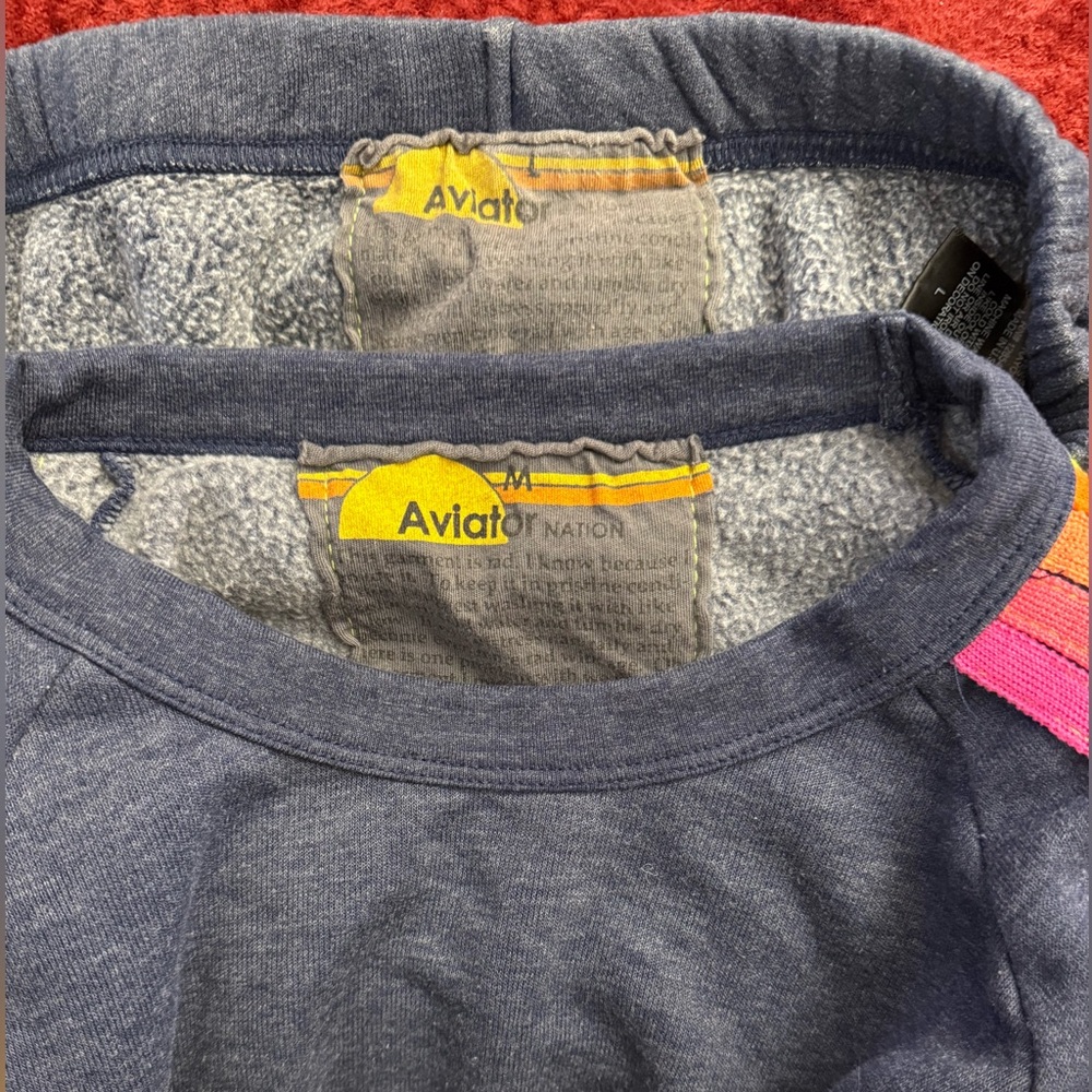 Aviator Nation 5 Stripe Neon Bolt Cropped Sweatshirt and Sweatpants - Picture 5 of 6